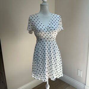 Express White and Black Polka Dot Mini Dress